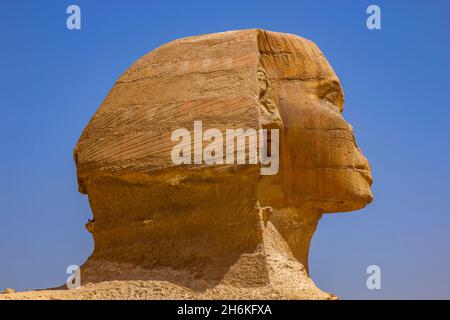 The great monument of Sphinx in Giza, Cairo, Egypt Stock Photo