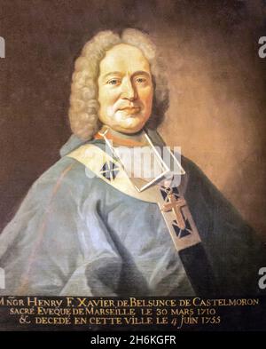 Musée d'Histoire de Marseille : Exposition Great Plague 1720,Monseigneur de Belzunce portrait,anonymous 18th century Stock Photo