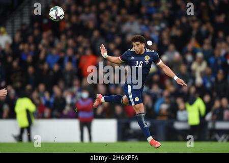 Glasgow, Scotland, 15th November 2021. Che Adams of Scotland  during the FIFA World Cup qualifiers match at Hampden Park, Glasgow. Picture credit should read: Neil Hanna / Sportimage Stock Photo