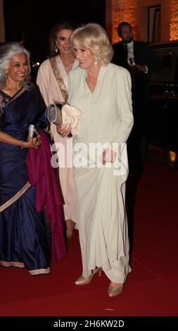 The Duchess of Cornwall arrives to attend a dinner hosted by King Abdullah II and Queen Rania Al-Abdullah at the Al Husseiniya Palace in Amman, Jordan, on the first day of the Royal tour of the Middle East. Picture date: Tuesday November 16, 2021. Stock Photo