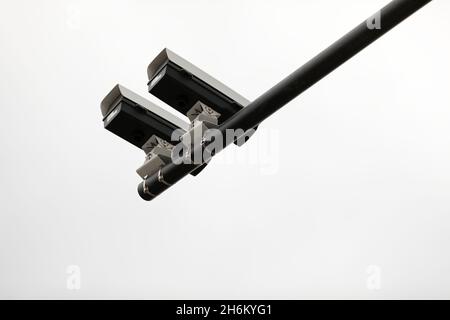 Security surveillance camera system attached on the traffic light pole Stock Photo