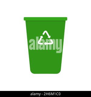 Recycle bin with recycling symbol logo. Isolated on white background. Vector illustration. Stock Vector
