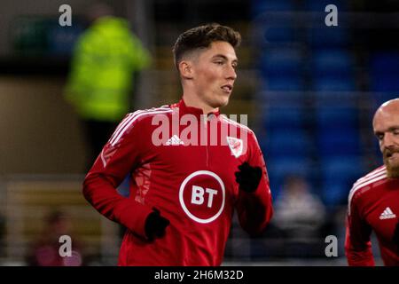 Cardiff, UK. 16th Nov, 2021. Harry Wilson of Wales during the warm up. Wales v Belgium in a 2022 FIFA World Cup Qualifier at the Cardiff City Stadium on the 16th November 2021. Credit: Lewis Mitchell/Alamy Live News Stock Photo