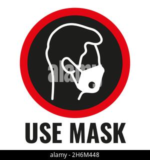 Obligatory use of a mask information sign isolated on white background Stock Vector