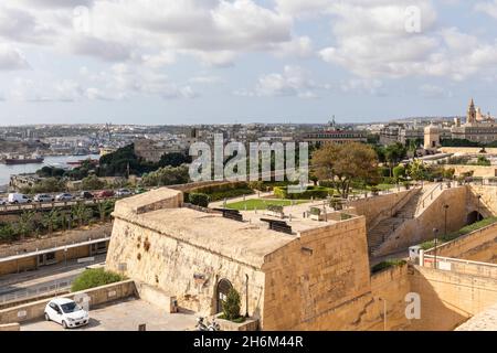 Valletta City walls and gardens, Malta, Europe. A UNESCO World Heritage site Stock Photo