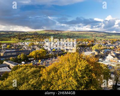 New houses being built in Clitheroe, Lancashire, UK, from Clitheroe Castle. Stock Photo