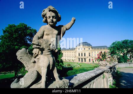 Statue in the Gardens of The Residenz, Wurzburg, Bavaria, Germany Stock Photo