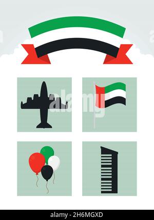uae national day icon set Stock Vector
