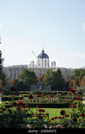 Vertical shot of a beautiful view of Volksgarten (People's Garden) public park in Vienna, Austria Stock Photo