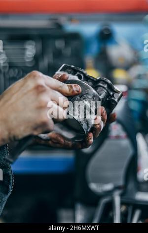 car service station , oil and filter replacement, car maintenance Stock Photo
