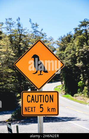 Kea Infromation Sign Kea Road Sign Caution Stock Photo - Alamy
