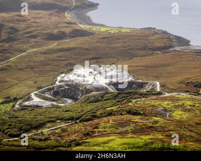 Looking down on torrin marble quarry from Beinn Dearg Mhor a hill behind Broadford on the Isle of Skye, Scotland, UK. Stock Photo