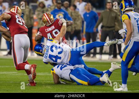 Los Angeles Rams safety Jordan Fuller (4) before an NFL football game  against the San Francisco 49ers, Sunday, Sept. 17, 2023, in Inglewood,  Calif. (AP Photo/Kyusung Gong Stock Photo - Alamy