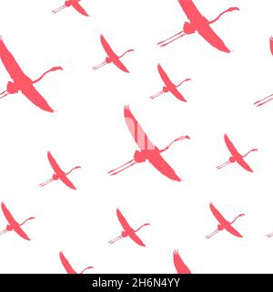Cute Retro Seamless Flamingo Pattern Background Illustration Stock ...