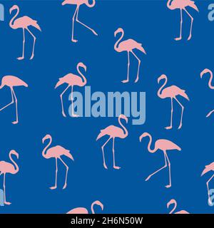 Cute Retro Seamless Flamingo Pattern Background Illustration Stock ...
