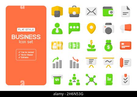 Set of Business icons with flat style and vector based. It can use for your business or others. Stock Vector