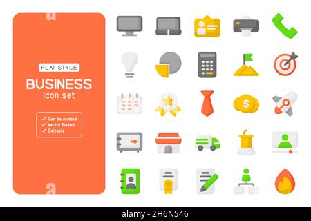 Set of Business icons with flat style and vector based. It can use for your business or others. Stock Vector