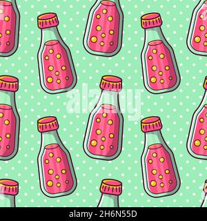 bottle juice seamless pattern vector illustration Stock Vector
