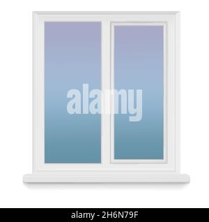 Closed, white plastic window. Stock Vector