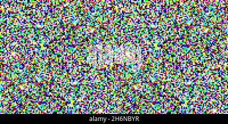Color TV screen noise pixel glitch seamless pattern texture background vector illustration. Stock Vector
