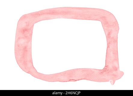 Matte pink watercolor frame - abstract rectangular background for design. Stock Photo