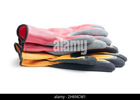Textile work gloves with rubber isolated on white background. Stock Photo