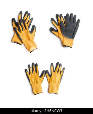 Textile work gloves with rubber isolated on white background. Stock Photo