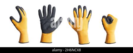 Textile work gloves with rubber isolated on white background. Stock Photo