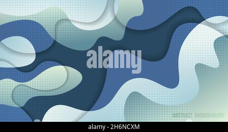 Abstract gradient blue design of rounded lines pattern decorative template. Overlapping with copy space of text in center background. Stock Vector