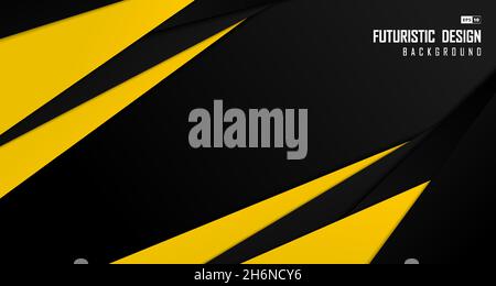 Abstract black and yellow design template of technology decorative artwork. Overlapping with copy space of text paper cut background. Stock Vector