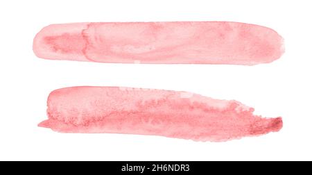 Two pale pink watercolor brush strokes, abstract background for design. Stock Photo