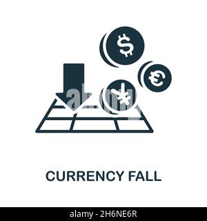 Exchange Rate Fall icon. Monochrome simple line Economic Crisis icon ...