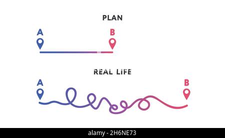 Expectation of plan and real implementation diagram Stock Vector