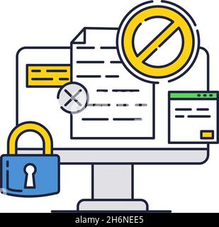 Access denied icon vector computer with error Stock Vector