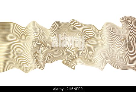Distorted wave monochrome texture. Abstract dynamical rippled surface. Vector stripe deformation background. Stock Vector