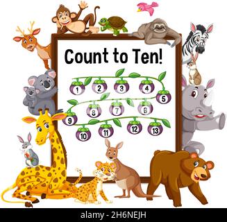 Count to ten board with wild animals illustration Stock Vector Image & Art  - Alamy