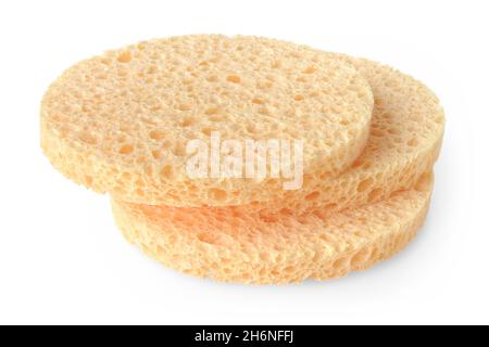 Isolated objects: group of bath sponges, closeup shot, on white background Stock Photo
