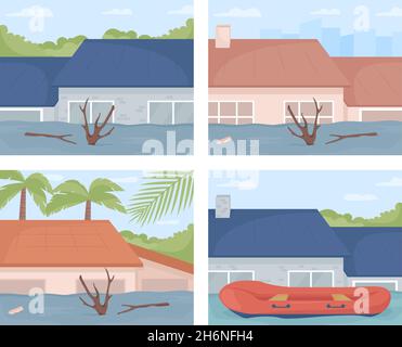 Urban flooding flat color vector illustration Stock Vector Image & Art ...
