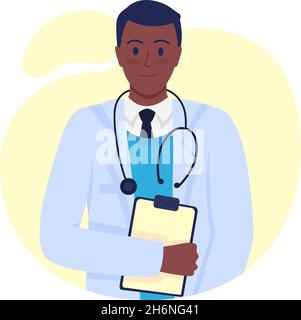 Professional physician semi flat color vector character Stock Vector