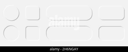 Neomorphism design white buttons. Slider element for website, mobile app menu and navigation Stock Vector