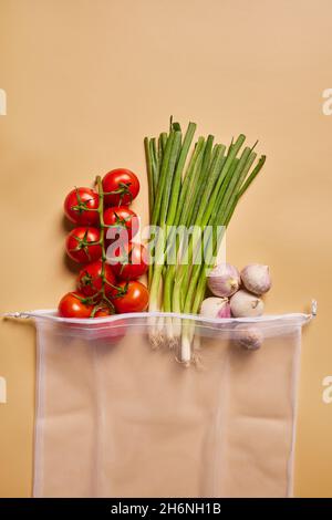fresh vegetables in a reusable eco-friendly cotton bag Stock Photo