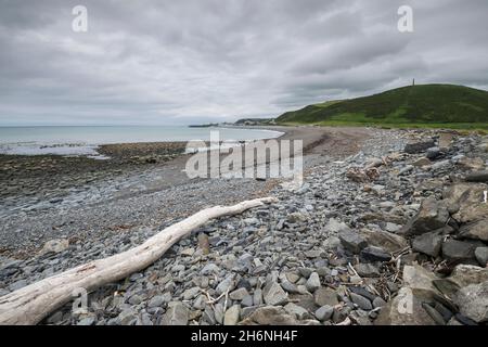 Tanybwlch beach Aberystwyth in Ceredigion mid Wales looking toward Pen Dinas hill
