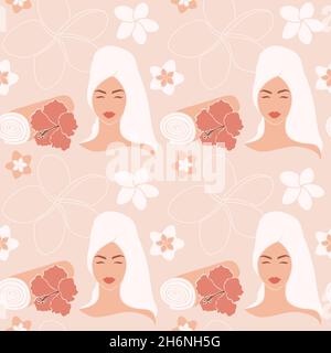 Seamless beauty pattern in a flat style.  Stock Vector