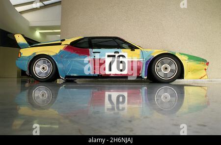 1979 BMW M1 Group 4 race car painted by Andy Warhol part of the BMW Art cars collection photographed at the BMW HQ and Museum Munich Germany Stock Photo