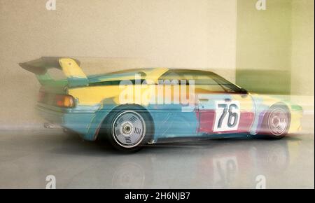 1979 BMW M1 Group 4 race car painted by Andy Warhol part of the BMW Art cars collection photographed at the BMW HQ and Museum Munich Germany Stock Photo