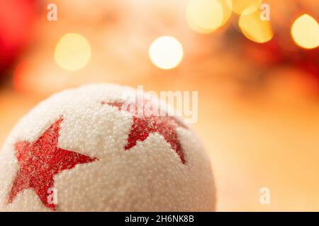 Christmas holiday season background, decoration and twinkling light in bokeh, selective focus Stock Photo