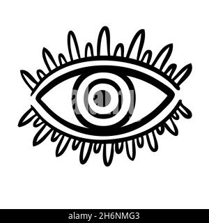 Evil Seeing eye symbol. Occult mystic emblem, graphic design. Stock Vector