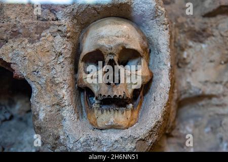 Stone structure embedded with human skulls, Skull tower, Nis, Serbia Stock Photo