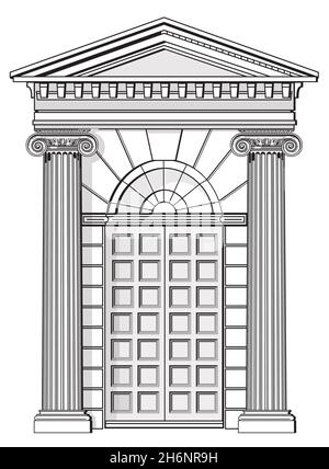 Classic door entrance, cutout ilustration Stock Vector
