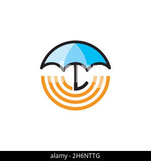 vector design. logo created from combination umbrella and signal logo. Stock Vector